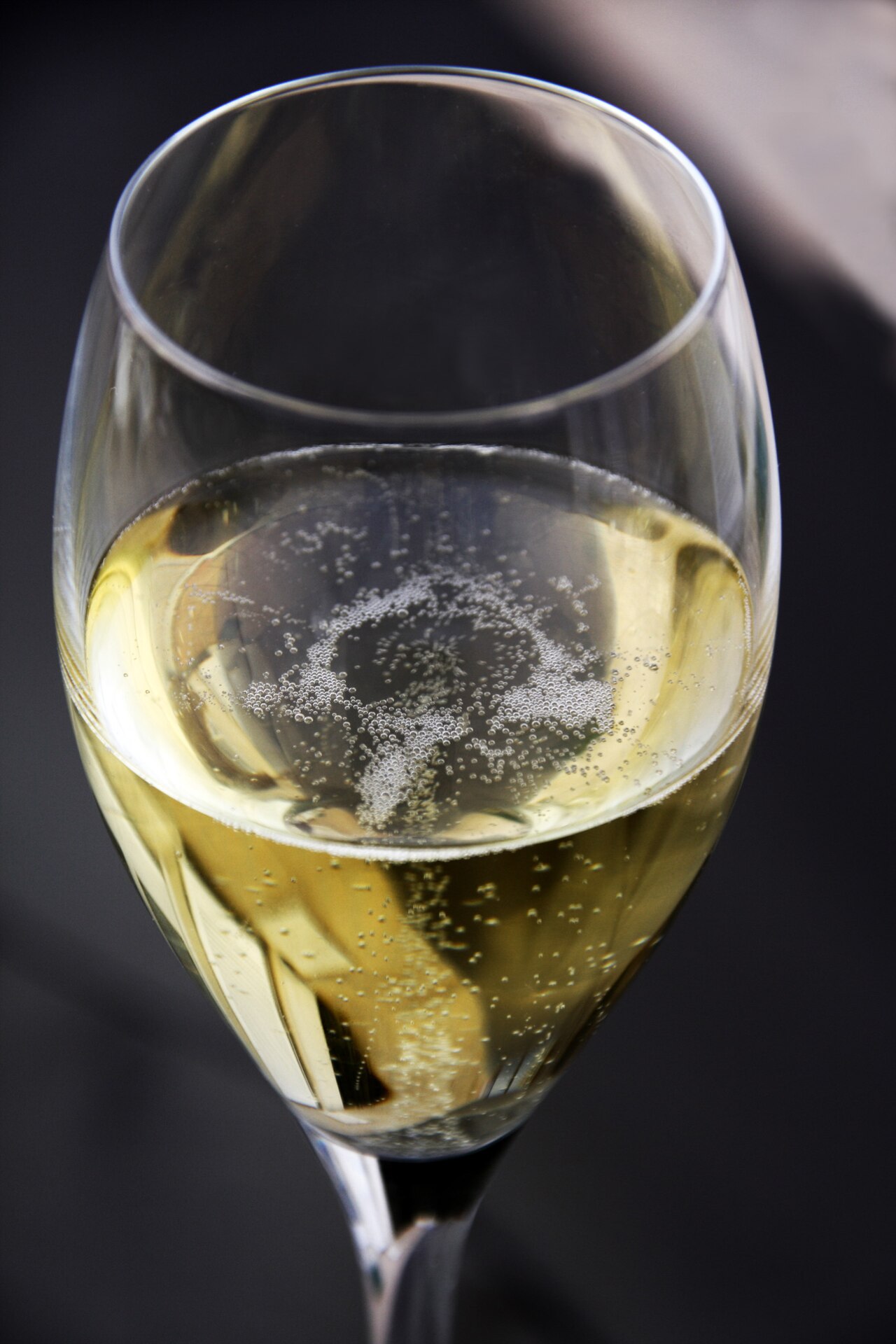 A glass of sparkling wine